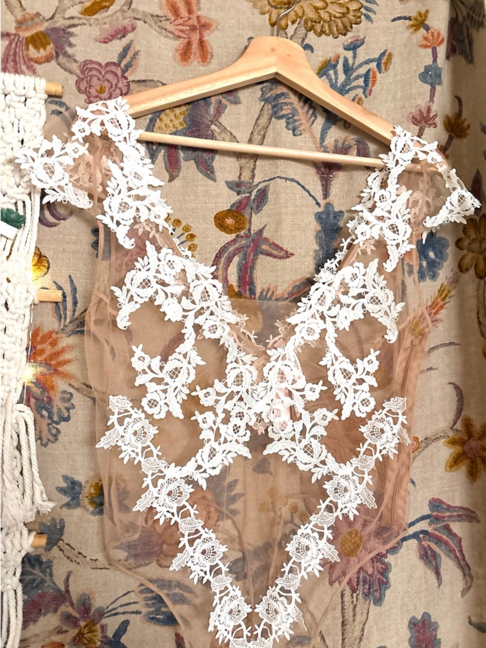 Victoria's Secret Nude and White Lace Bodysuit - Picture 2 of 7